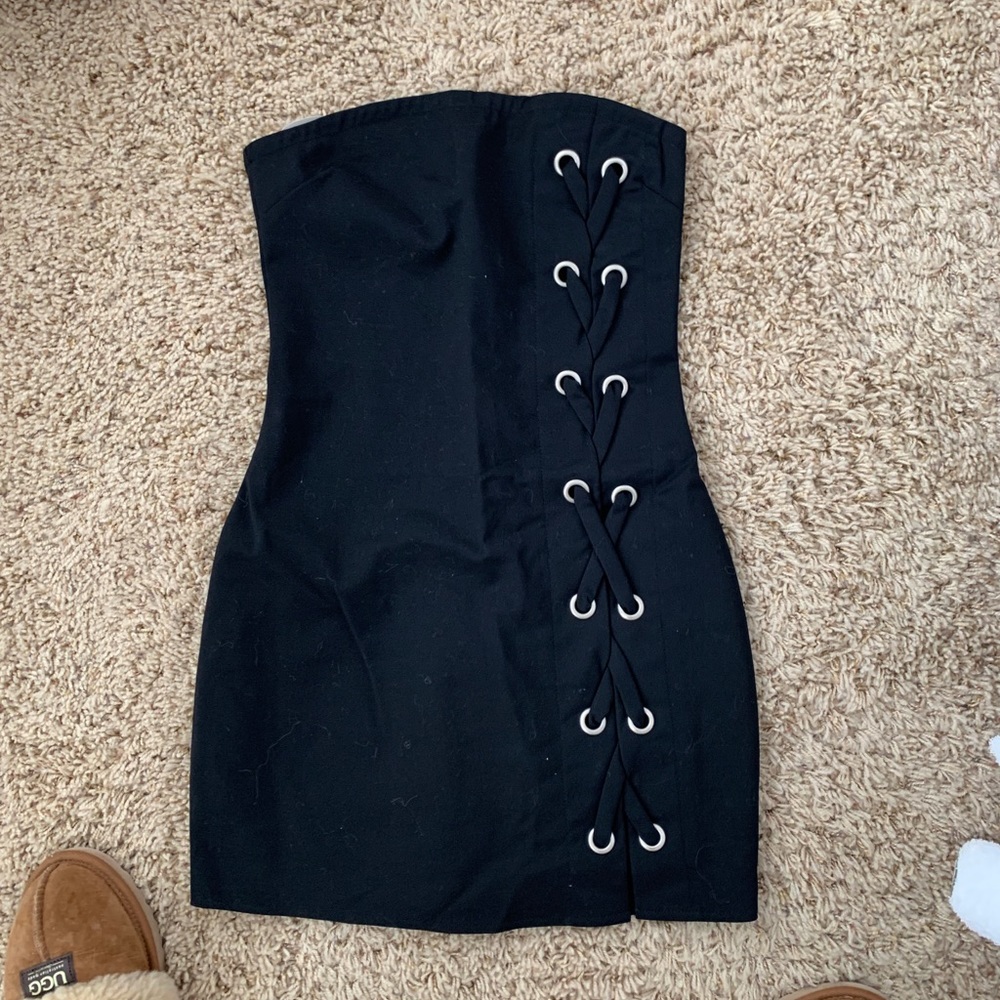 Black Strapless Mini Dress - Bodycon